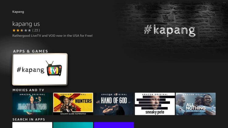 Install Kapang TV App